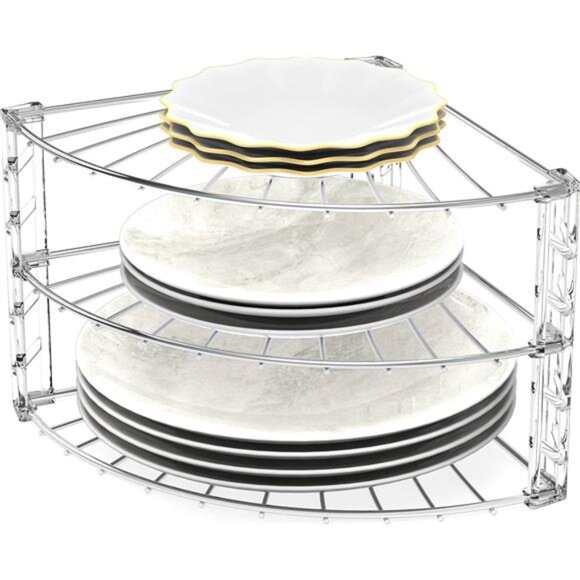 Simple Houseware 3-Tier Counter Corner Shelf Organizer, Chrome - Picture 1 of 6